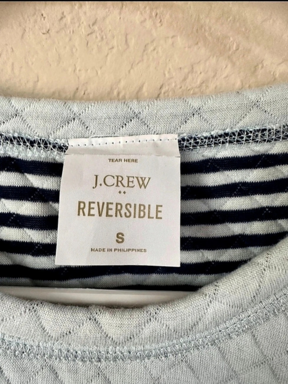 J.Crew Reversible Quilted Sweatshirt Striped Reversible Sweatshirt Size Small - Picture 4 of 4